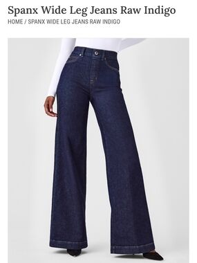 SPANX Dark Indigo High-Rise Wide-Leg Jeans